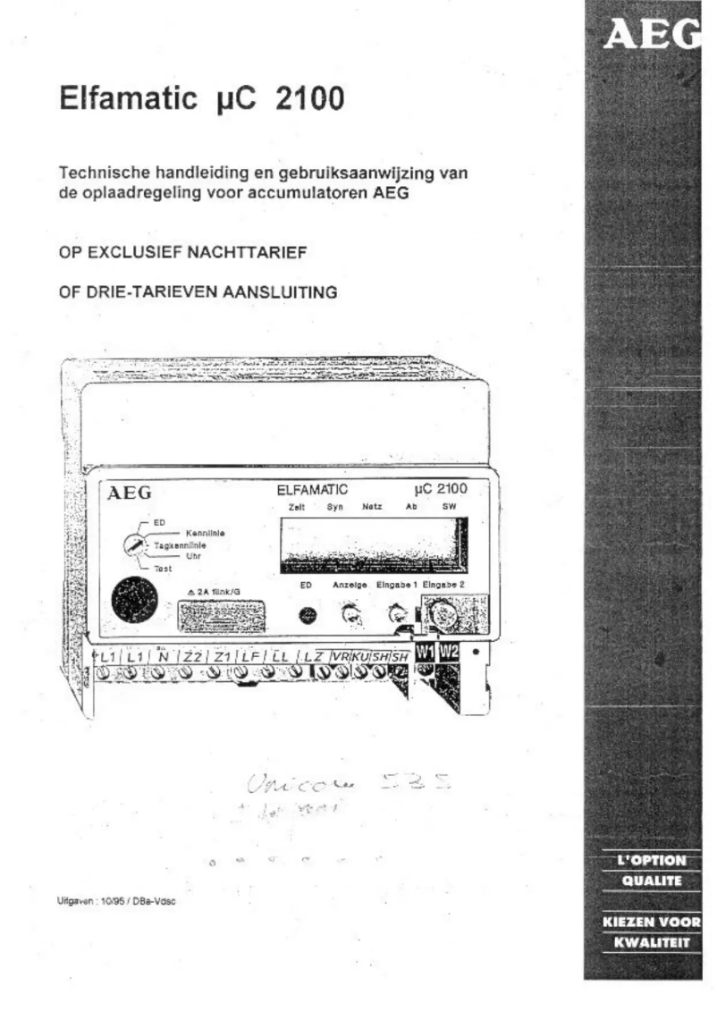 Page 1 de la notice Manuel utilisateur AEG Elfamatic UC 2100