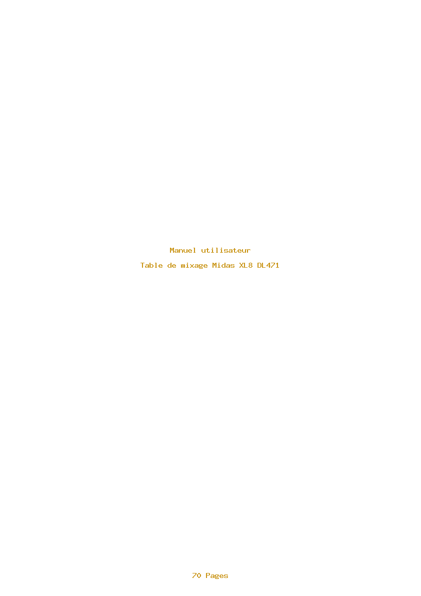 Page 1 de la notice Manuel utilisateur Midas XL8 DL471