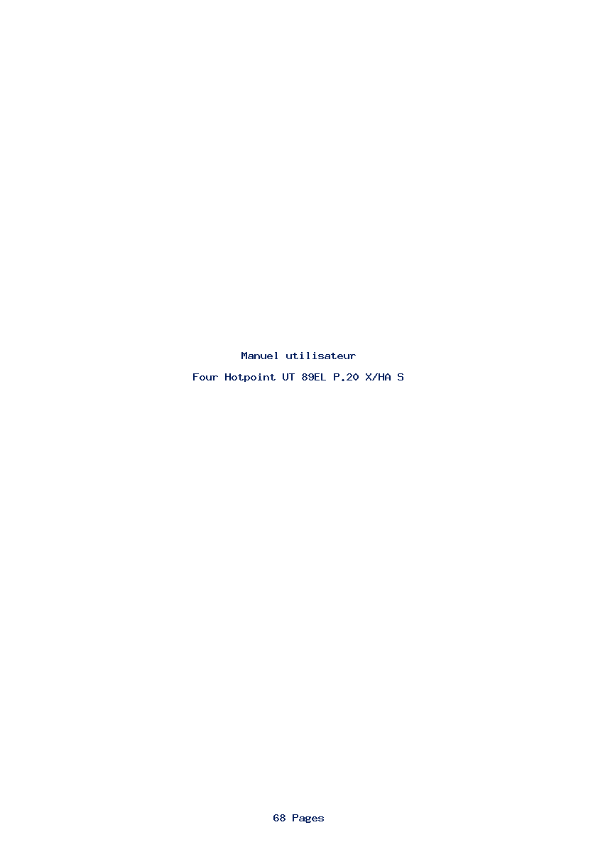 Page 1 de la notice Manuel utilisateur Hotpoint UT 89EL P.20 X/HA S