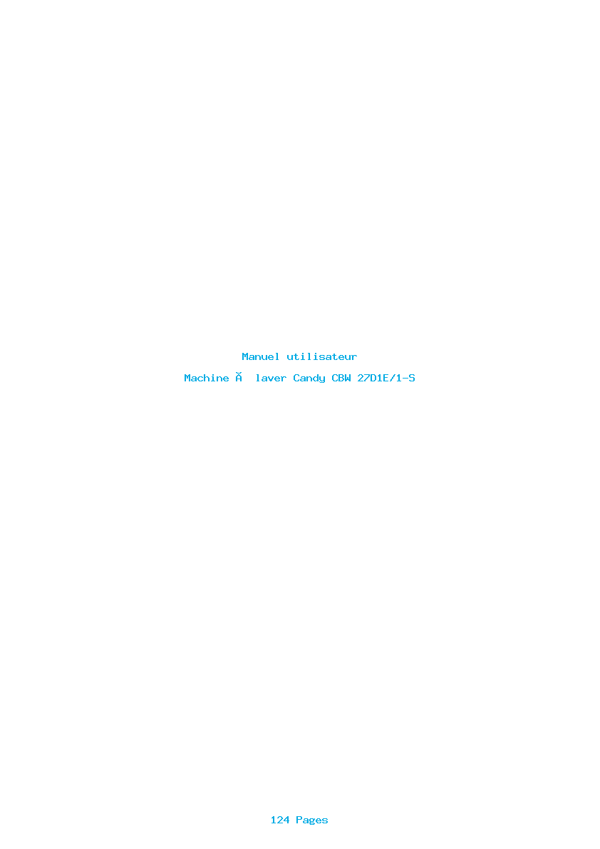 Page 1 de la notice Manuel utilisateur Candy CBW 27D1E/1-S