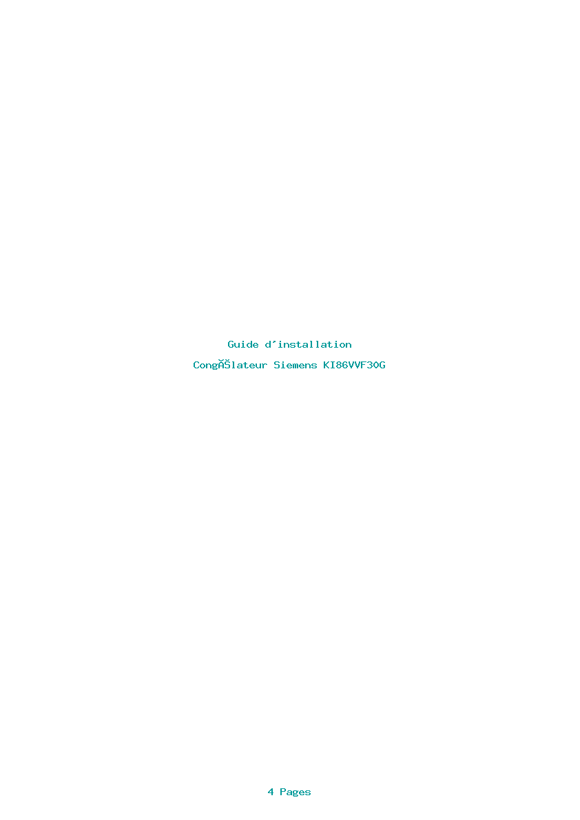 Page 1 de la notice Guide d'installation Siemens KI86VVF30G