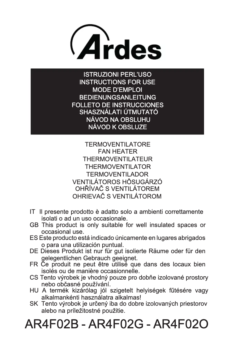 Page 1 de la notice Manuel utilisateur Ardes AR4F02S