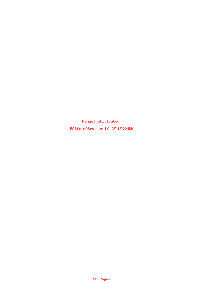 Page 1 de la notice Manuel utilisateur LG GF-L500MWH