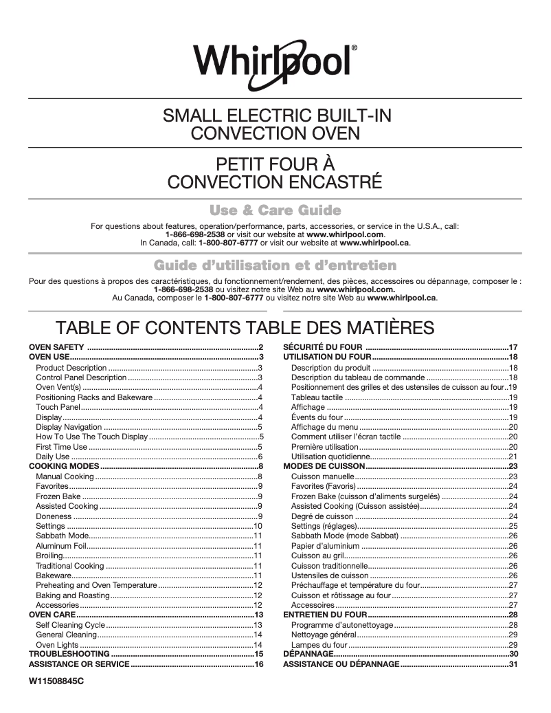 Página 1 del manual Información de garantía Whirlpool WOS52ES4MZ