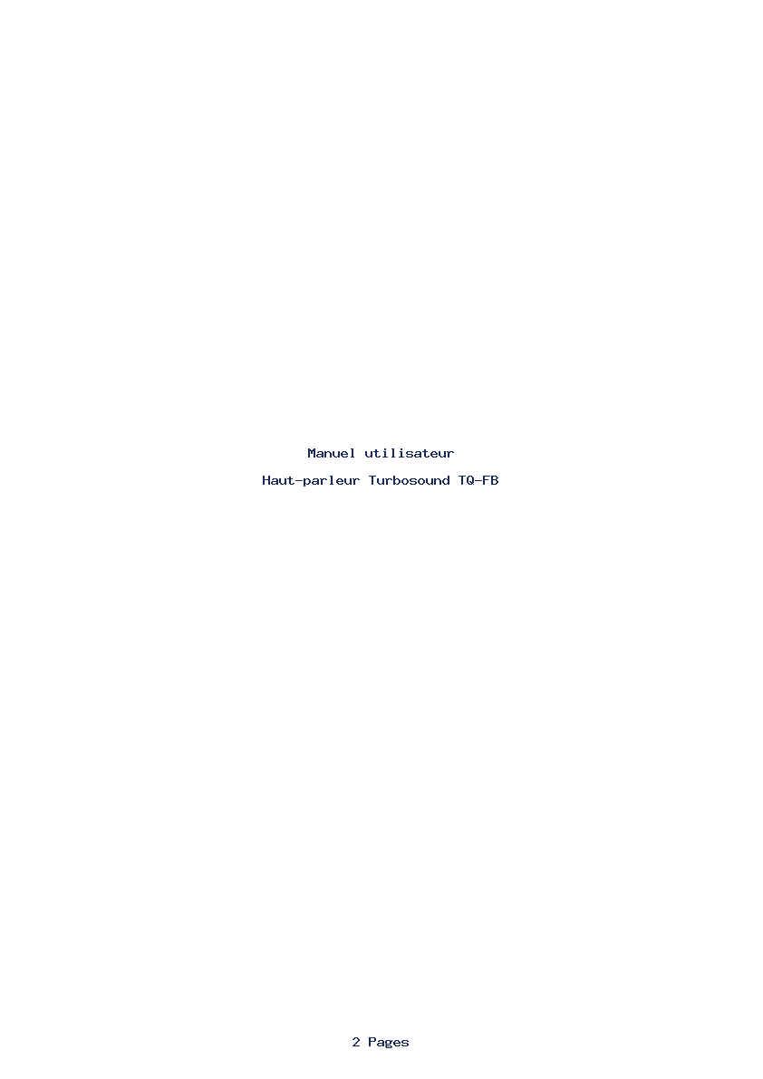 Page 1 de la notice Manuel utilisateur Turbosound TQ-FB