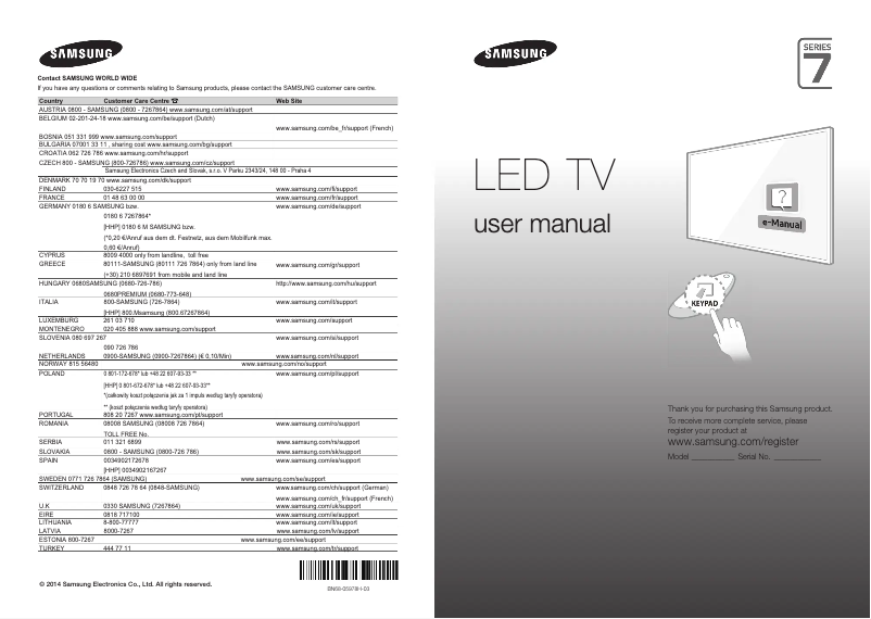 Página 1 del manual Manual de usuario Samsung UE46H7000AL