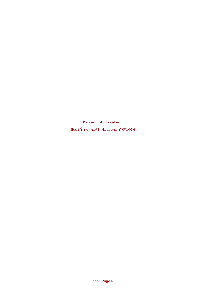 Page 1 de la notice Manuel utilisateur Hitachi AXF100W