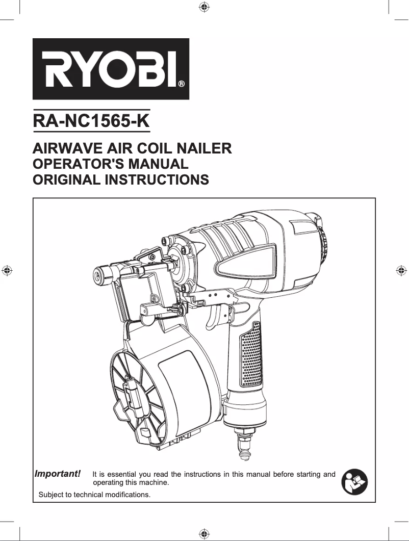 Page 1 de la notice Manuel utilisateur RYOBI Airwave Coil Nailer