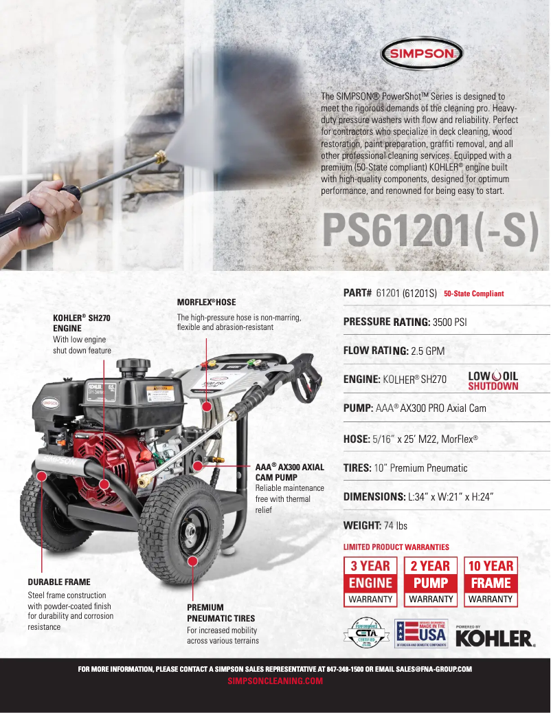 Página 1 del manual Ficha técnica Simpson PowerShot PS-61201-S