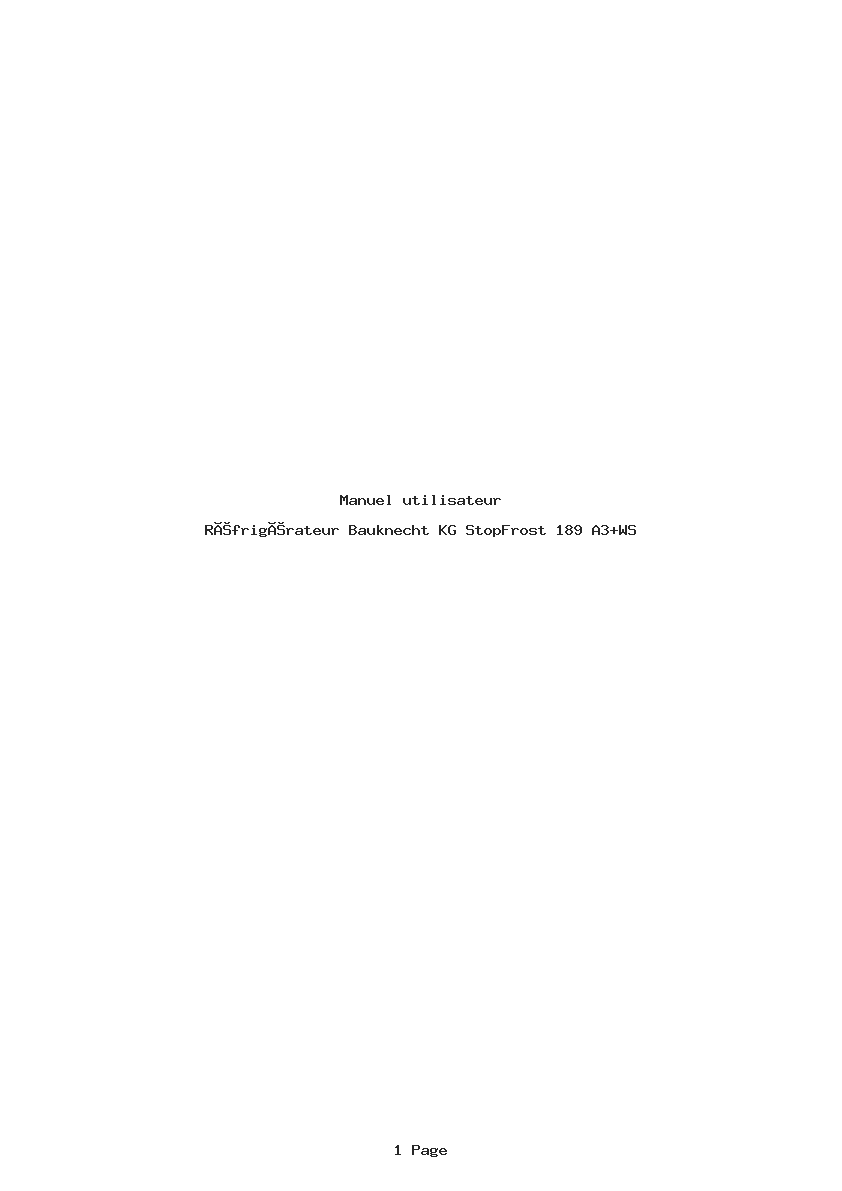 Page 1 de la notice Manuel utilisateur Bauknecht KG StopFrost 189 A3+WS