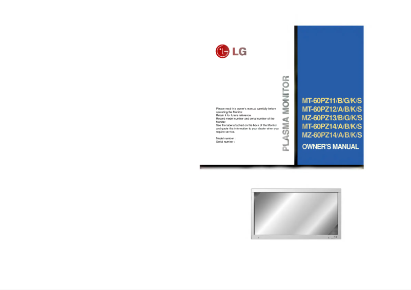 Page 1 de la notice Manuel utilisateur LG MT-60PZ12