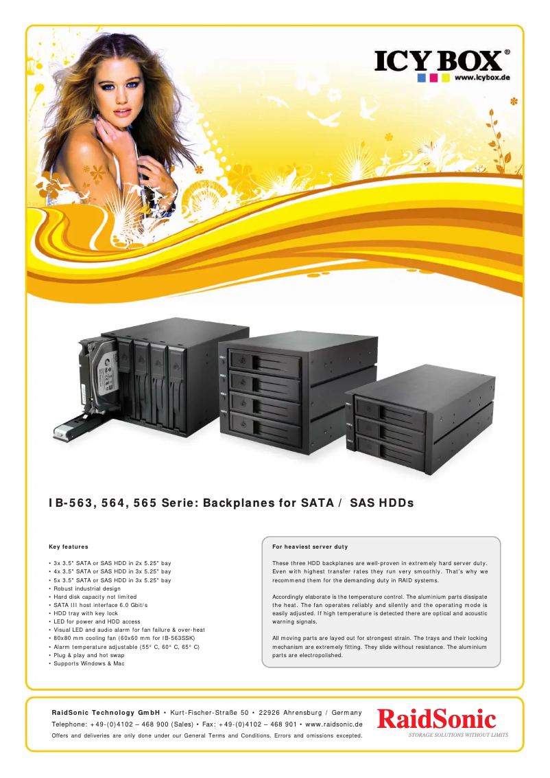 Page 1 de la notice Fiche technique Icy Box IB-565SSK