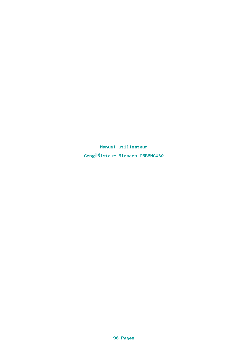 Page 1 de la notice Manuel utilisateur Siemens GS58NCW30