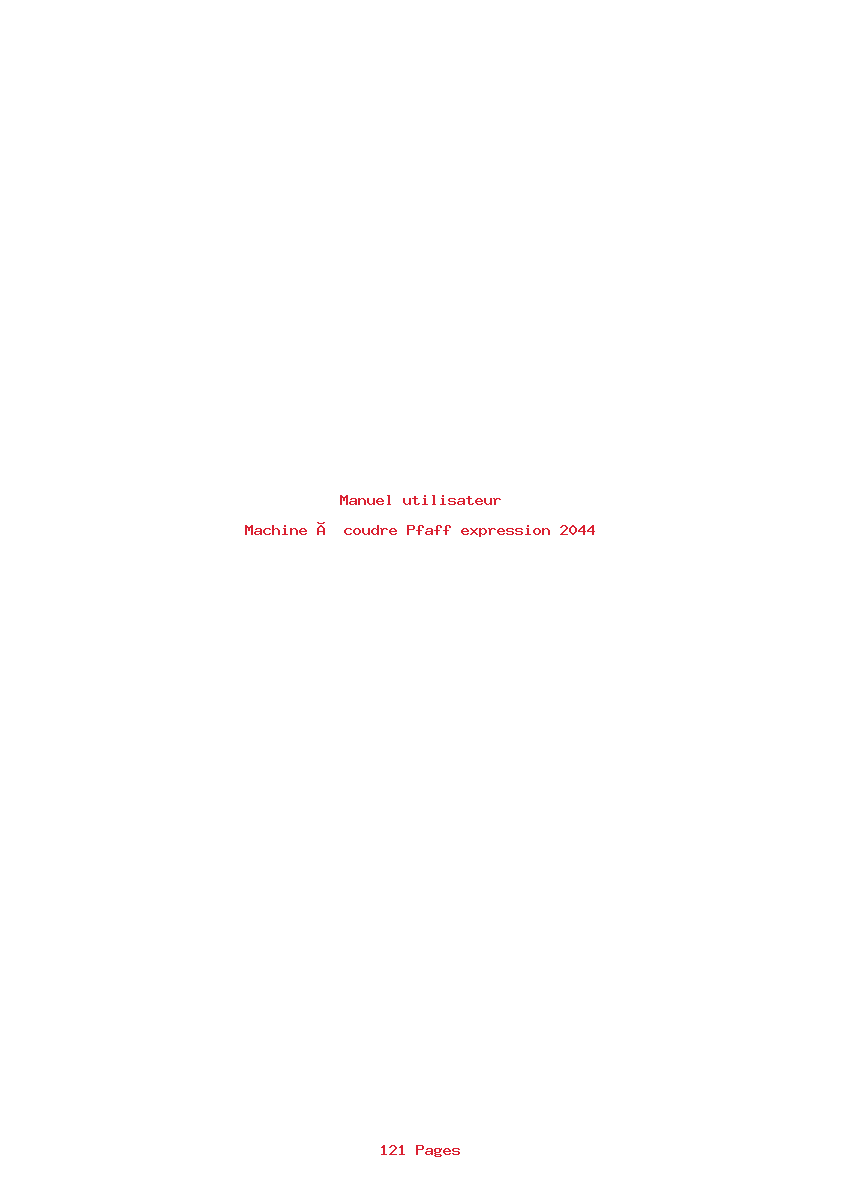 Page 1 de la notice Manuel utilisateur Pfaff expression 2044