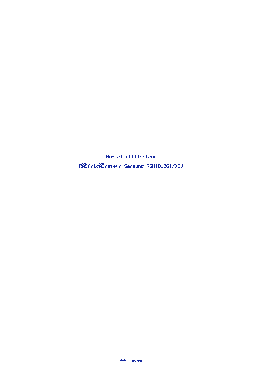 Page 1 de la notice Manuel utilisateur Samsung RSH1DLBG1/XEU