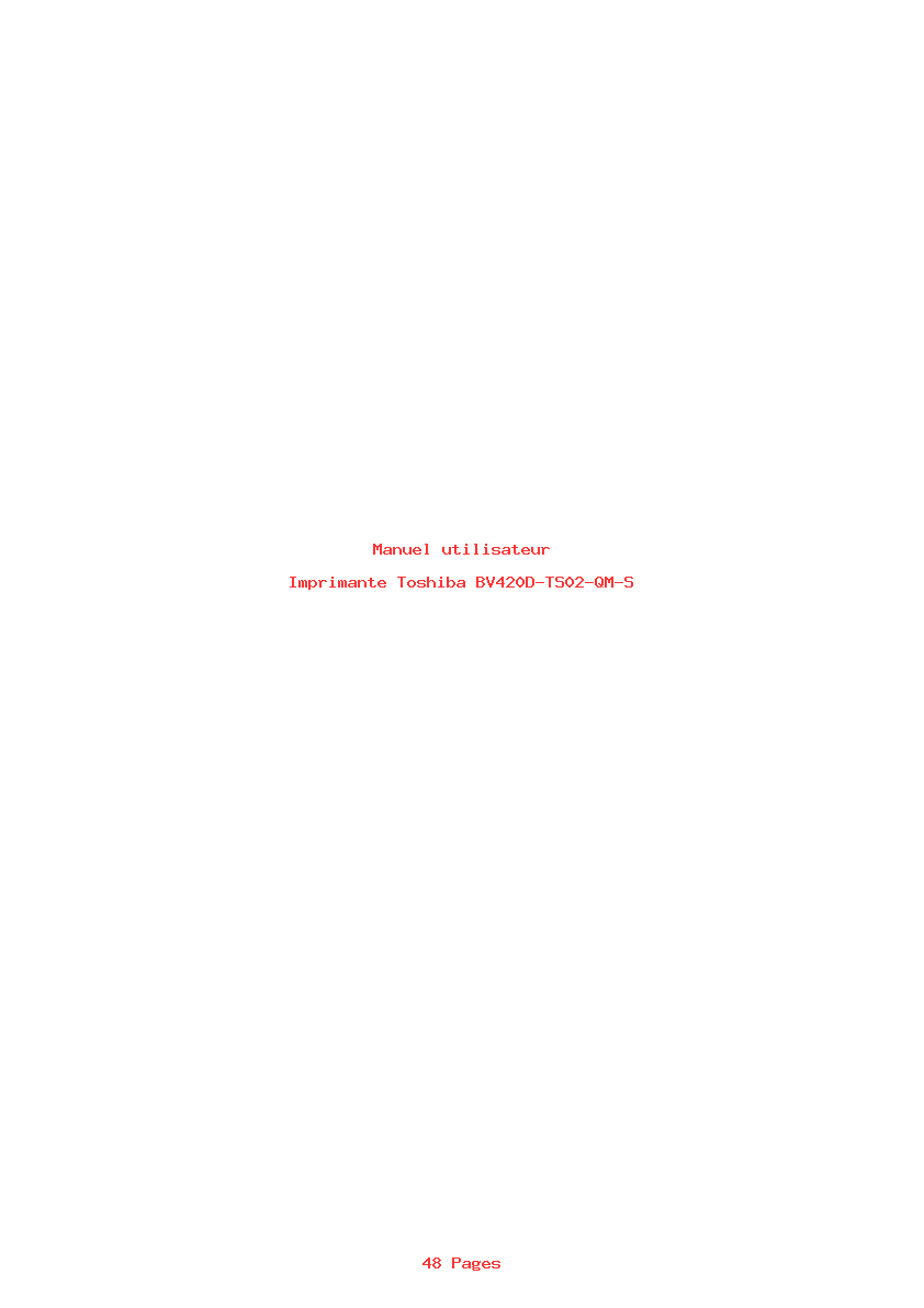 Page 1 de la notice Manuel utilisateur Toshiba BV420D-TS02-QM-S