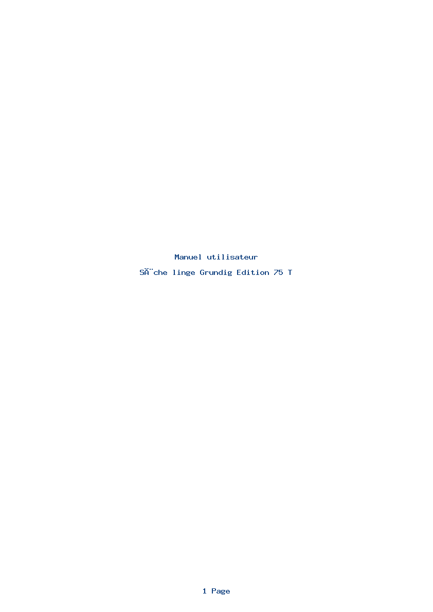 Page 1 de la notice Manuel utilisateur Grundig Edition 75 T