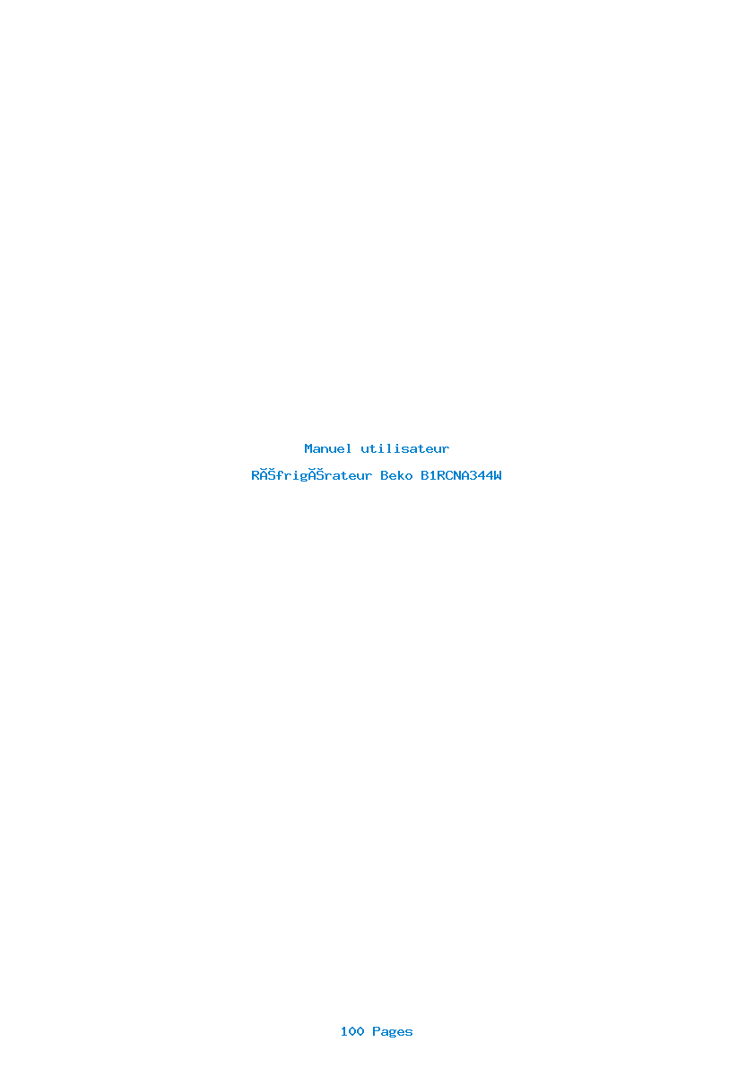Page 1 de la notice Manuel utilisateur Beko B1RCNA344W