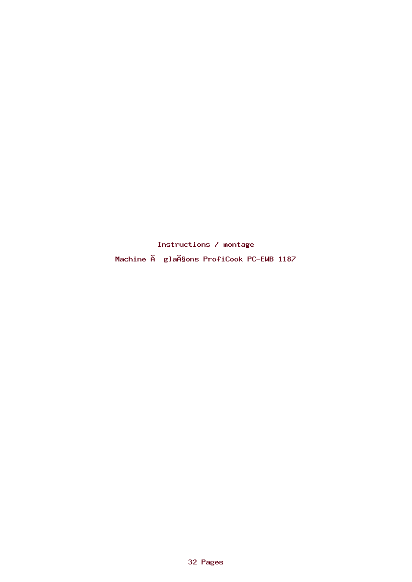Page 1 de la notice Instructions / montage ProfiCook PC-EWB 1187
