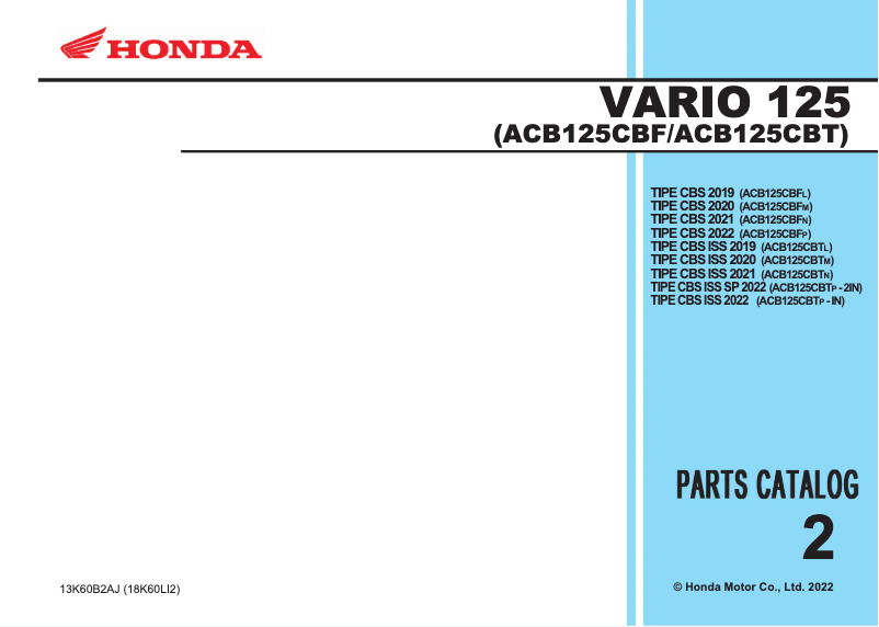 Page 1 de la notice Manuel utilisateur Honda Vario 125 (2022)