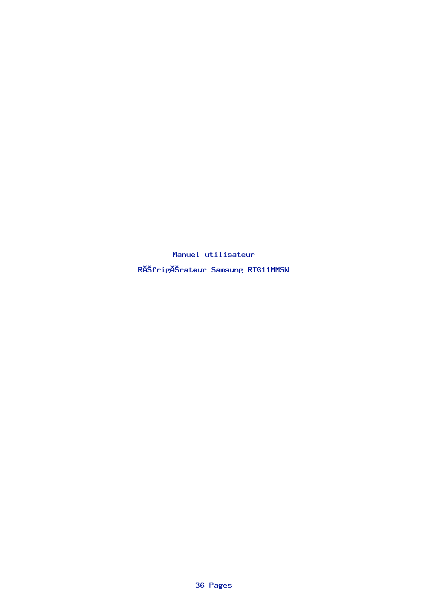 Page 1 de la notice Manuel utilisateur Samsung RT611MMSW