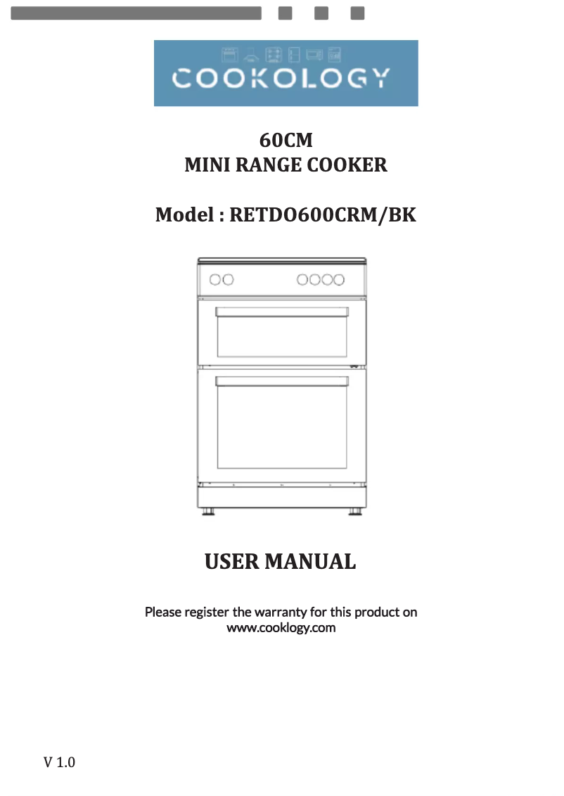 Page 1 de la notice Manuel utilisateur Cookology RETDO600CRM