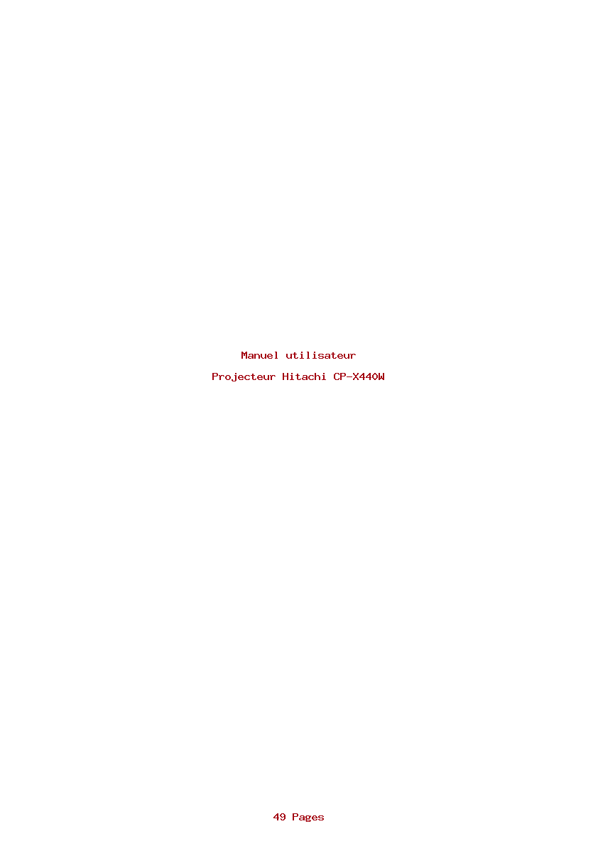 Page 1 de la notice Manuel utilisateur Hitachi CP-X440W