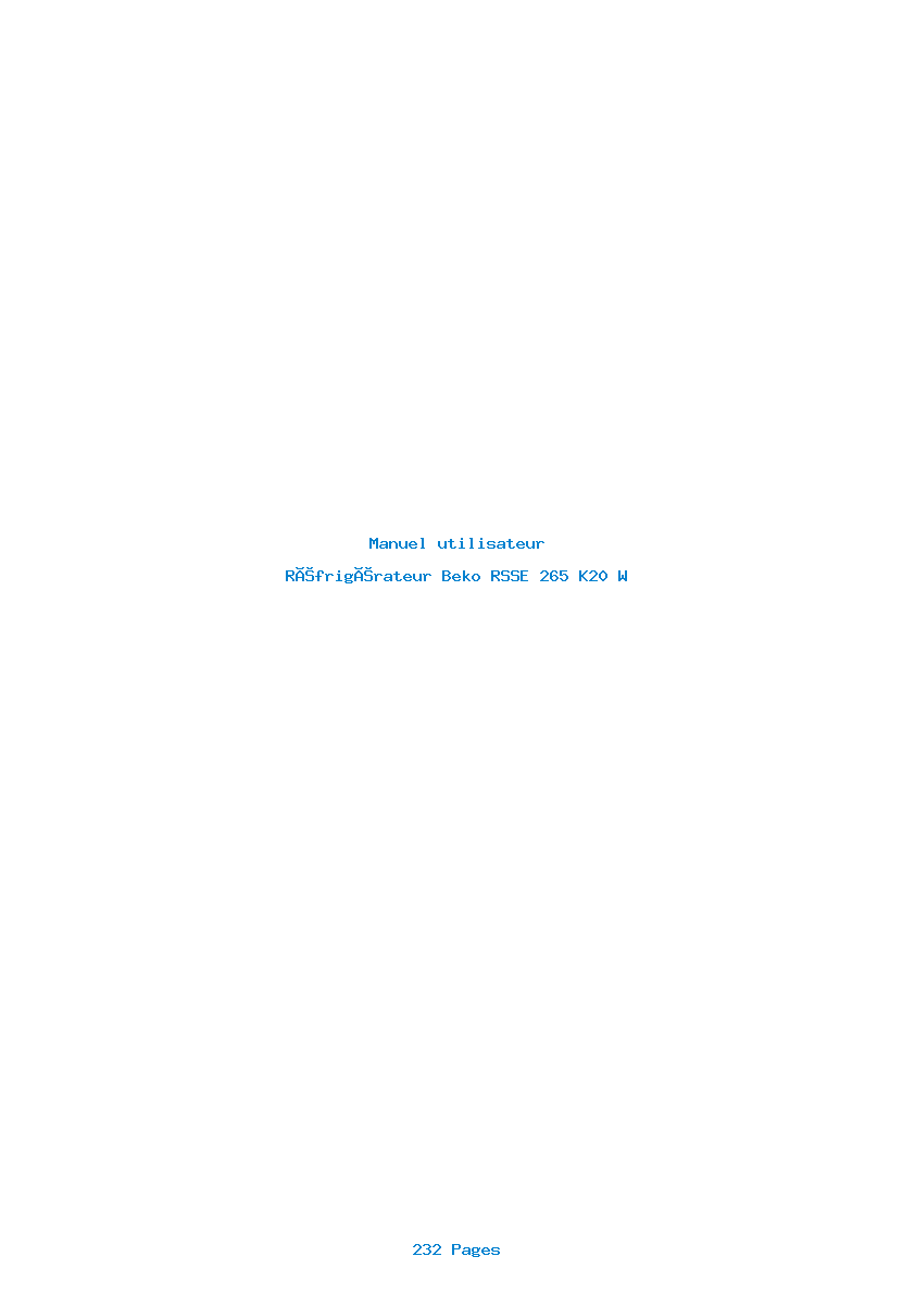 Page 1 de la notice Manuel utilisateur Beko RSSE 265 K20 W