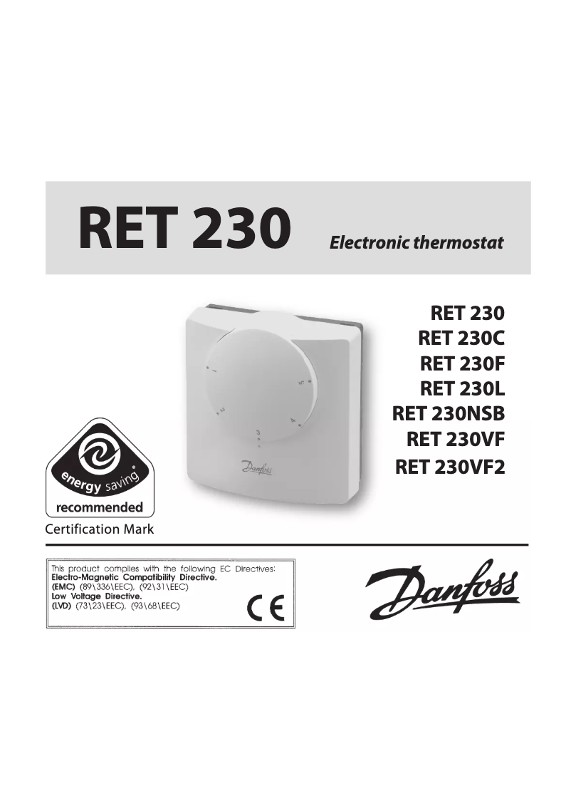 Página 1 del manual Manual de usuario Danfoss RET 230VF2