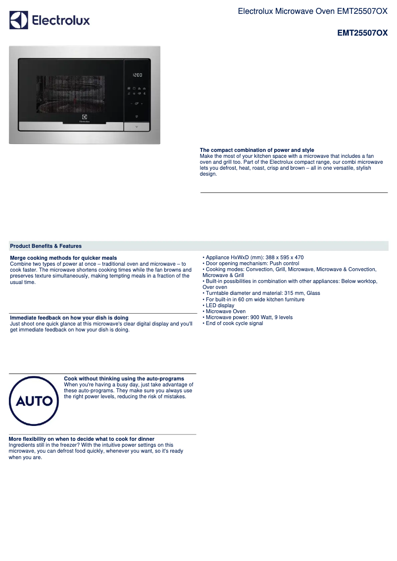 Página 1 del manual Ficha técnica Electrolux EMT25507OX