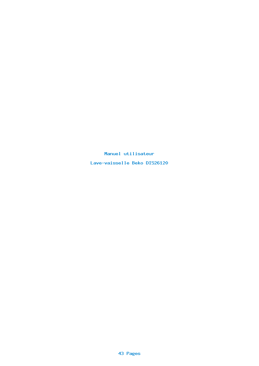 Page 1 de la notice Manuel utilisateur Beko DIS26120