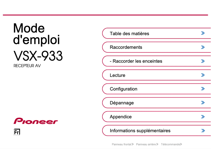 Page 1 of the manual User Manual Pioneer VSX-933