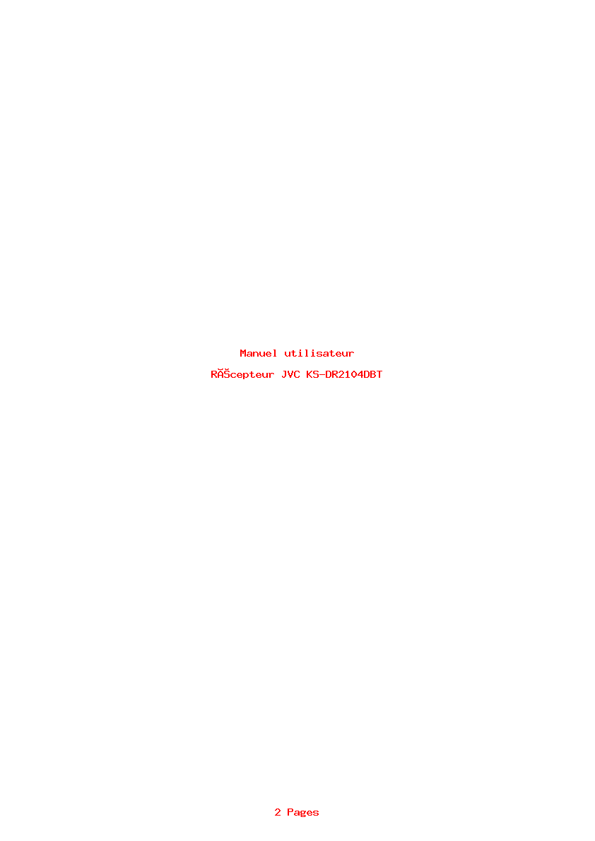 Page 1 de la notice Manuel utilisateur JVC KS-DR2104DBT