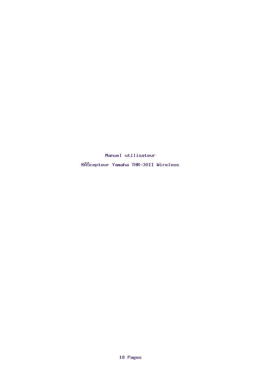 Page 1 de la notice Manuel utilisateur Yamaha THR-30II Wireless