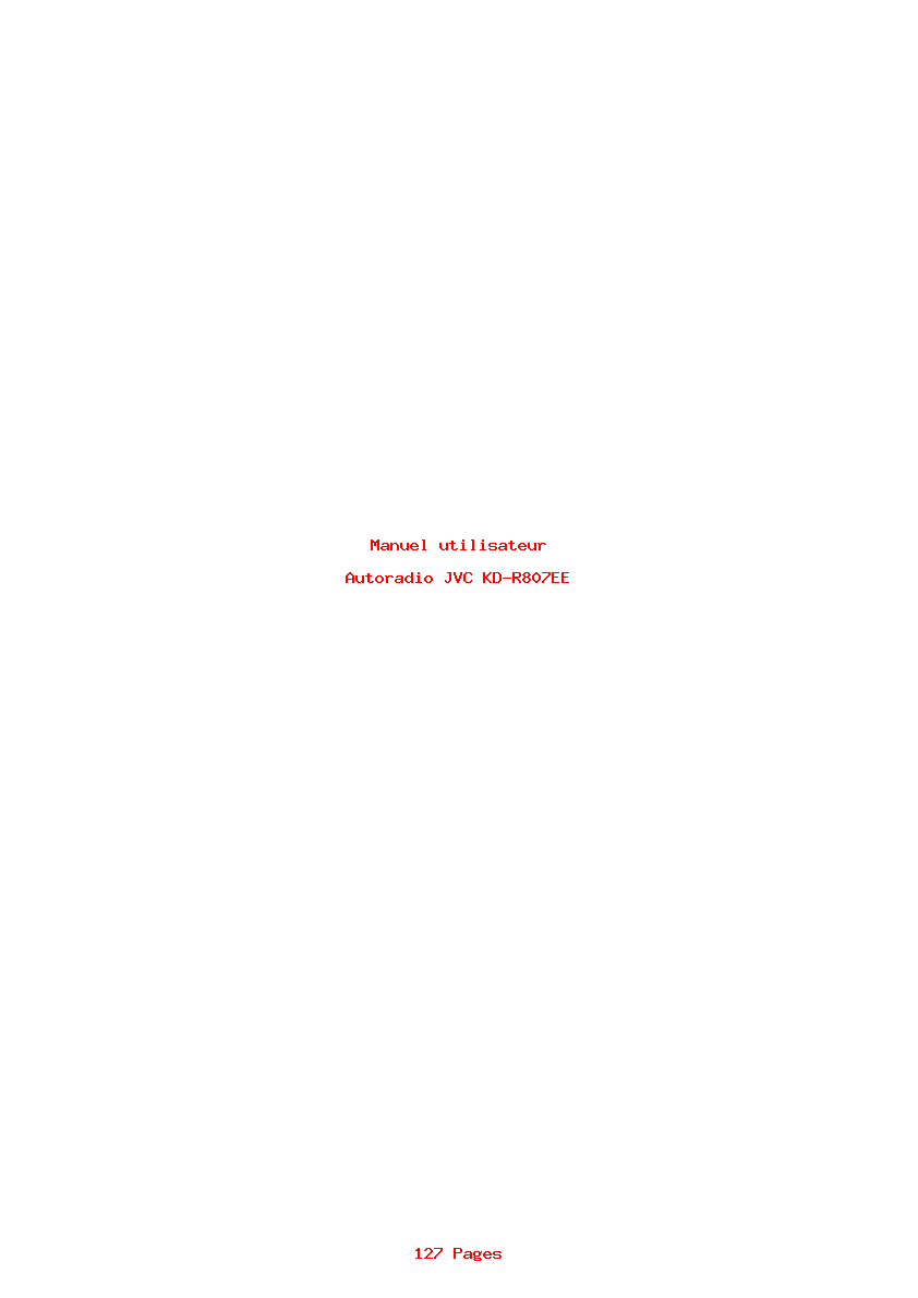 Page 1 de la notice Manuel utilisateur JVC KD-R807EE