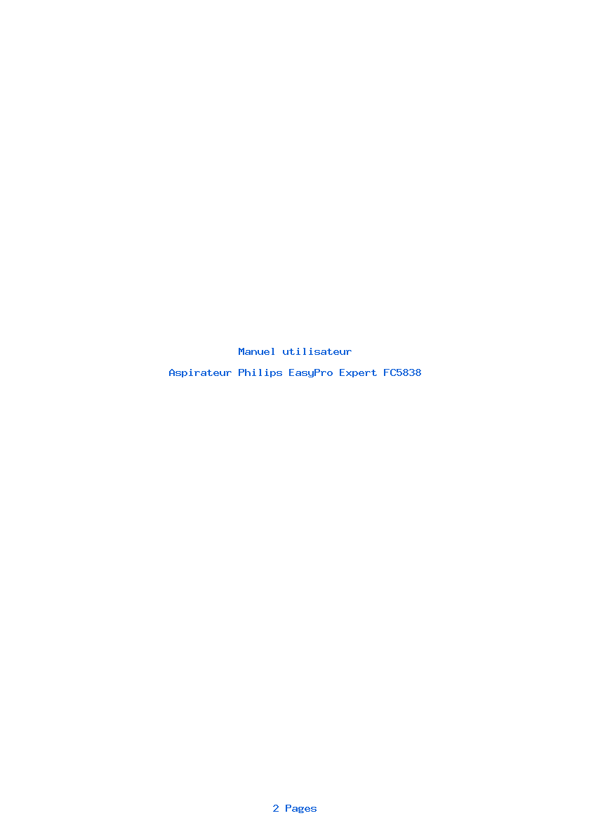 Page 1 de la notice Manuel utilisateur Philips EasyPro Expert FC5838