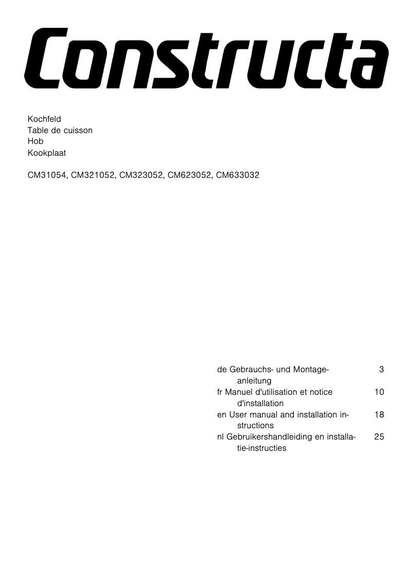 Page 1 de la notice Manuel utilisateur Constructa CX31EK01T