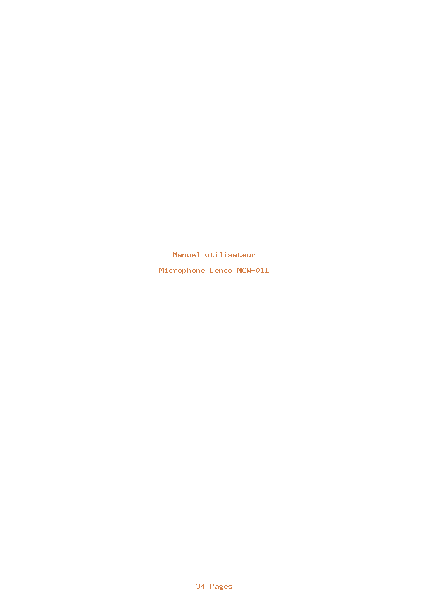 Page 1 de la notice Manuel utilisateur Lenco MCW-011