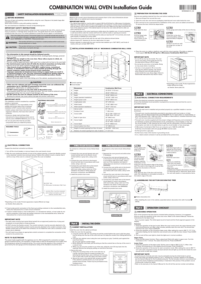 Page 1 de la notice Guide d'installation LG LWC3063BD
