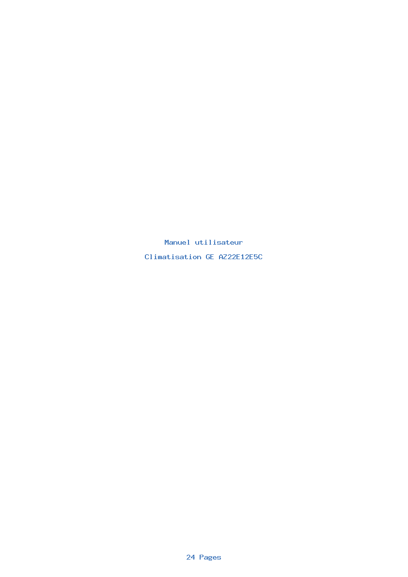 Page 1 de la notice Manuel utilisateur GE AZ22E12E5C