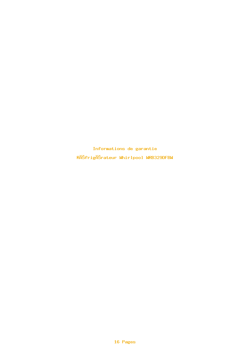 Page 1 de la notice Informations de garantie Whirlpool WRB329DFBW