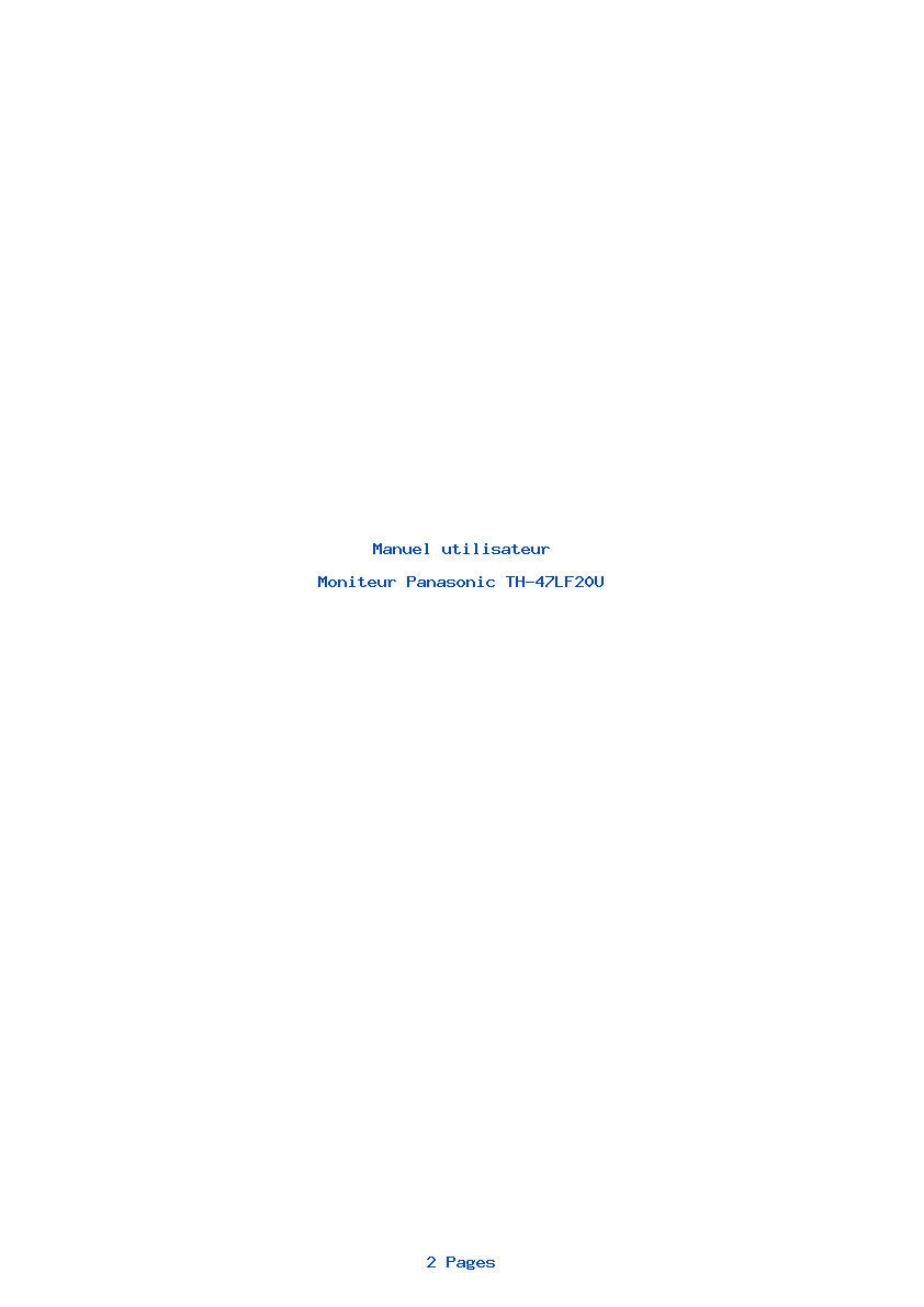 Page 1 de la notice Manuel utilisateur Panasonic TH-47LF20U