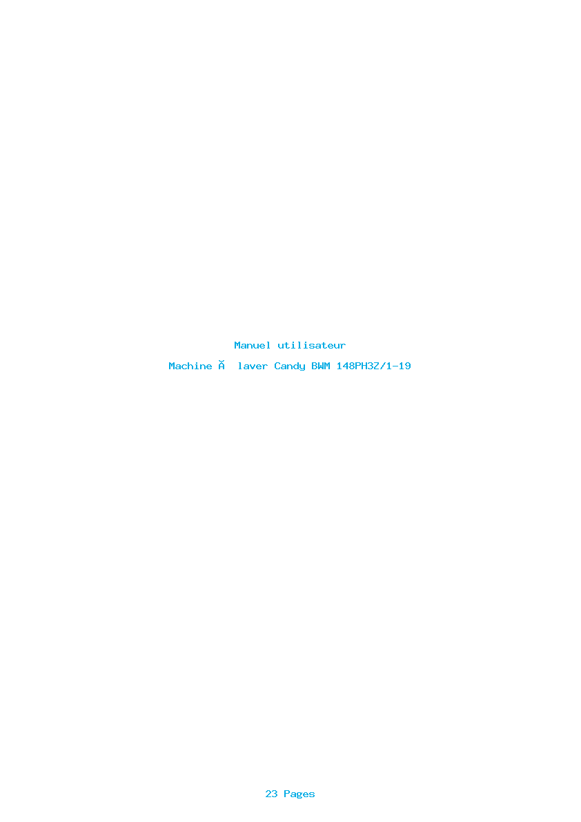 Page 1 de la notice Manuel utilisateur Candy BWM 148PH3Z/1-19