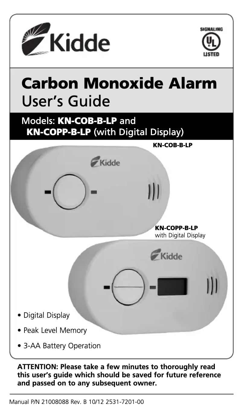 Página 1 del manual Manual de usuario Kidde KN-COPP-B-LP