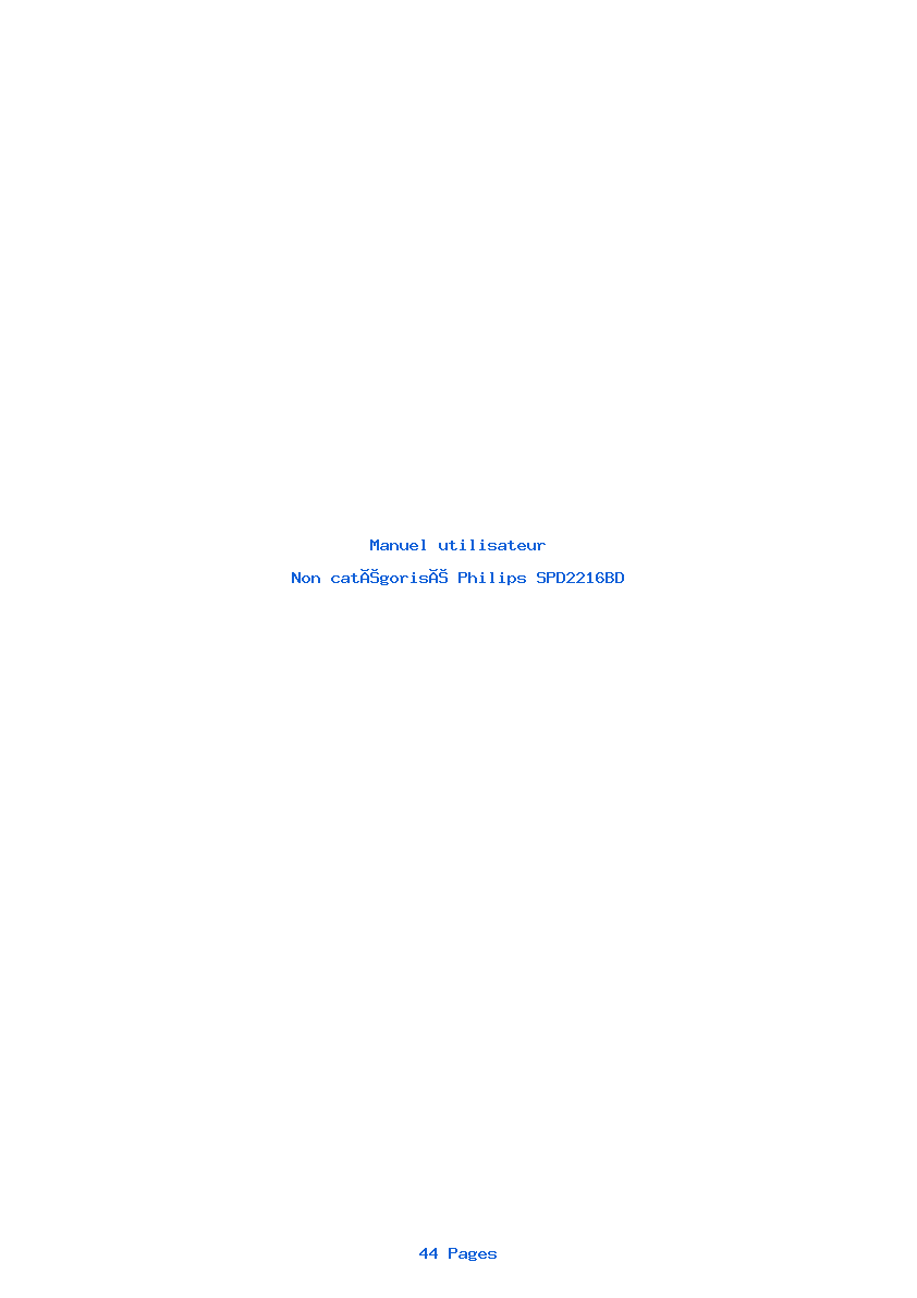Page 1 de la notice Manuel utilisateur Philips SPD2216BD