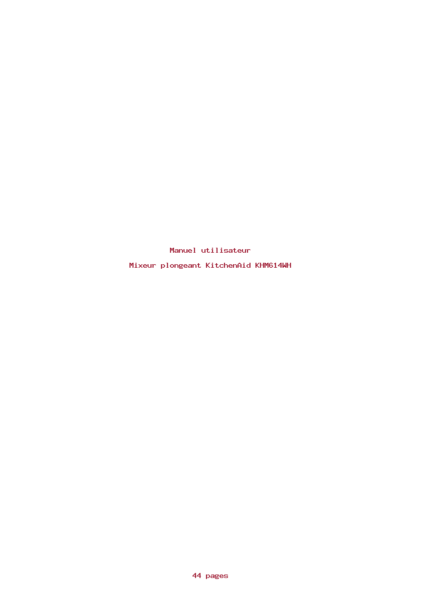 Page 1 de la notice Manuel utilisateur KitchenAid KHM614WH