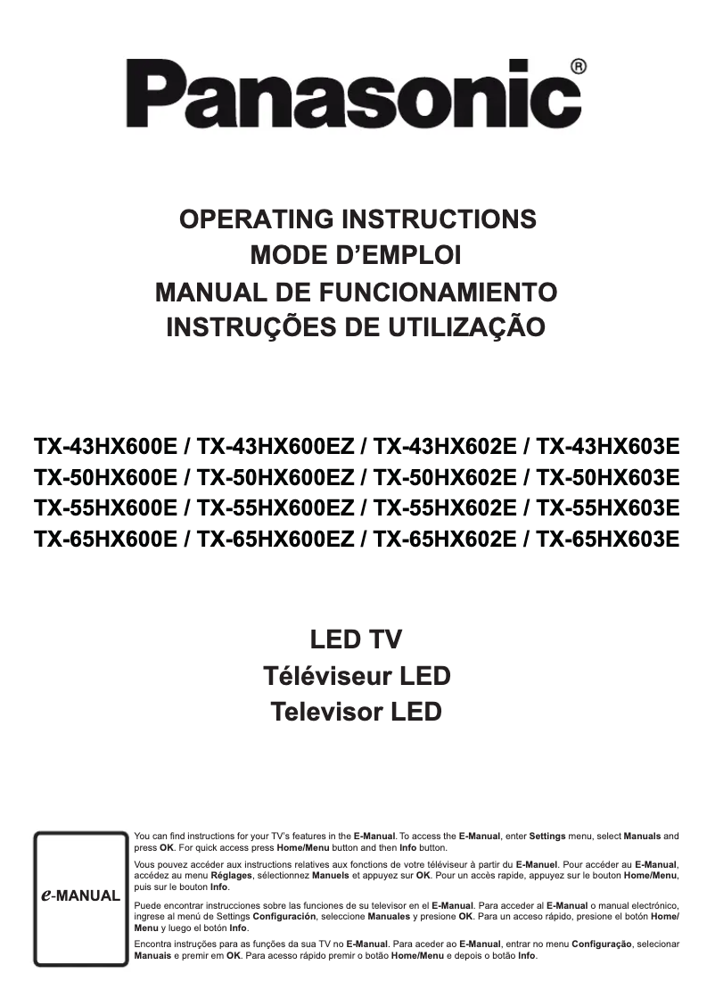 Page 1 de la notice Manuel utilisateur Panasonic TX-65HX600EZ