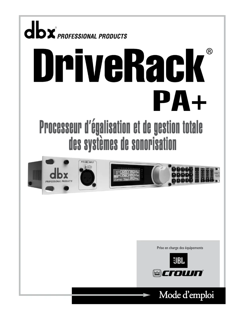 Page 1 de la notice Manuel utilisateur DBX DriveRack PA