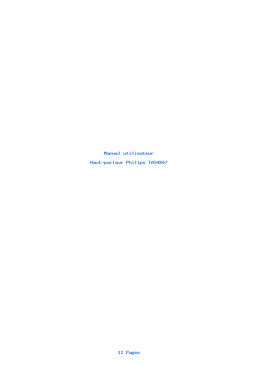 Page 1 de la notice Manuel utilisateur Philips TAS4807