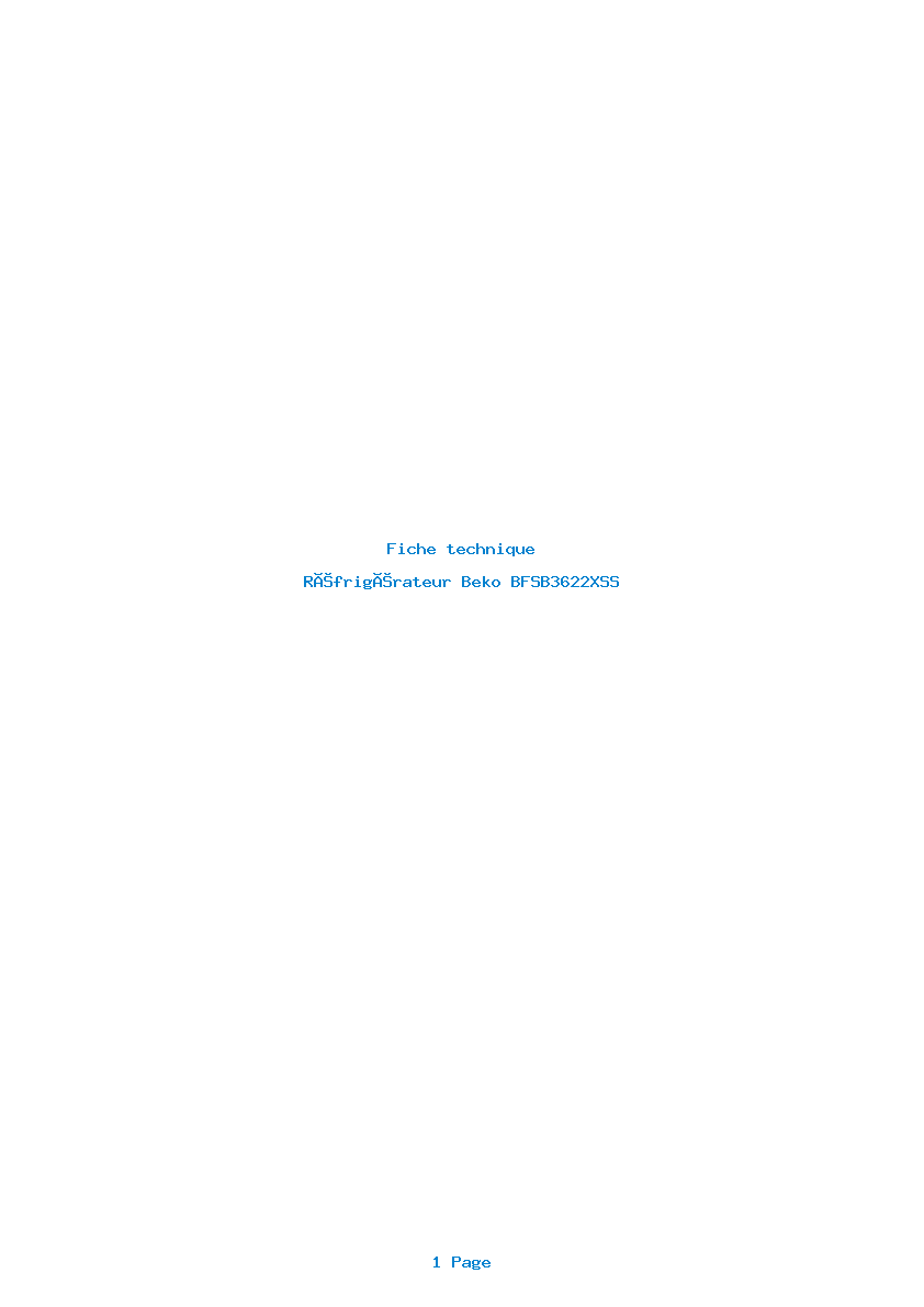 Page 1 de la notice Fiche technique Beko BFSB3622XSS